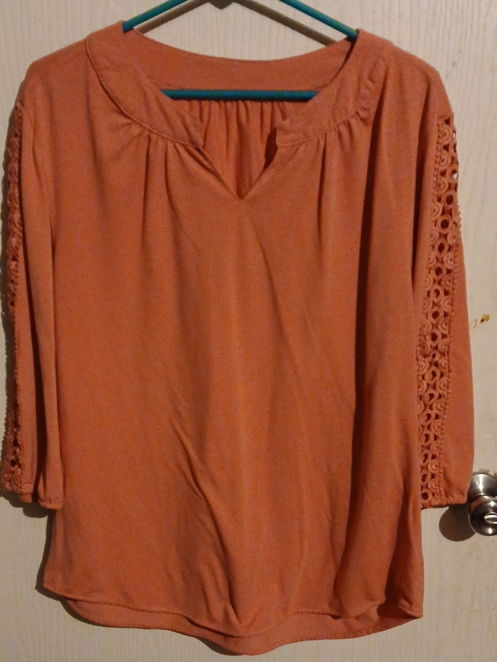 Women's Coral Crochet-Sleeve Blouse - Brand
